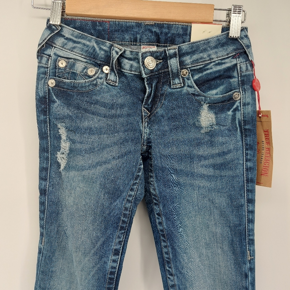 True Religion Stella Skinny Chewed Hem Size 23 Blue - Picture 5 of 6